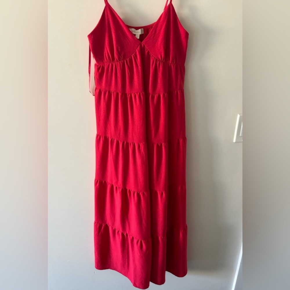 Monteau Los Angeles Red Tiered Maxi Dress